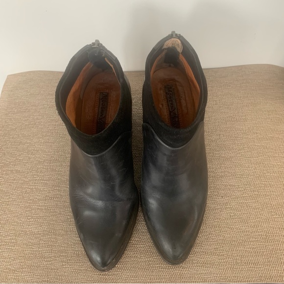 Black Modern Vintage Leather Ankle Boots - Picture 8 of 14